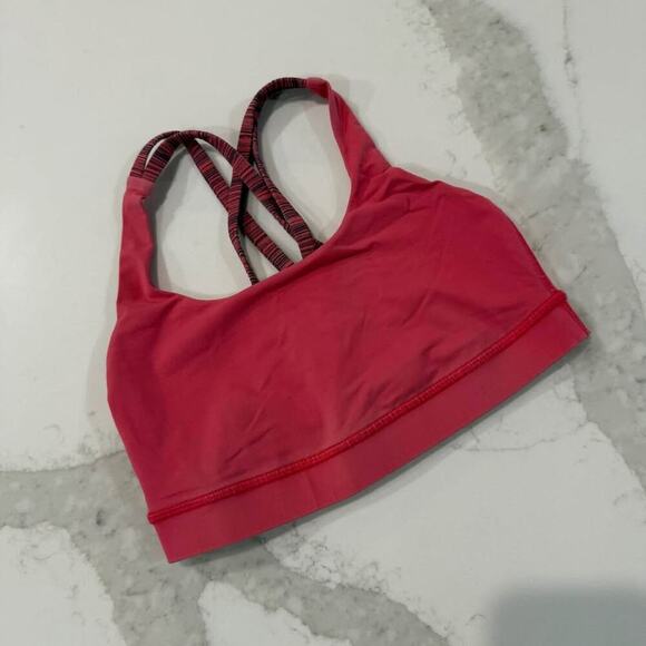 Lululemon Fuchsia Pink Energy Crossback SportsBra Womens Size 4 Running Training - Picture 1 of 7